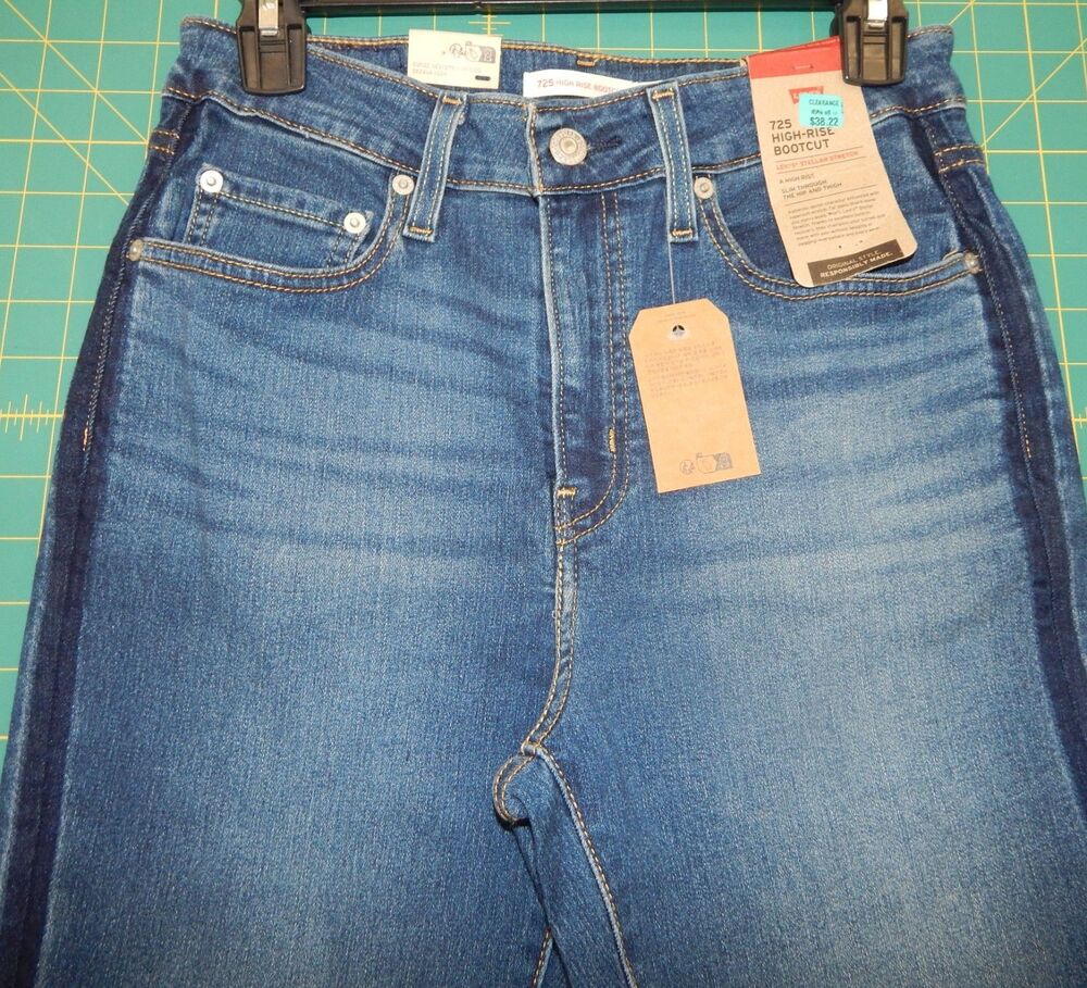 NWT Levi's 725 High-Rise Bootcut Jeans Woman’s Size 29 x 32 Dark Blue Tux Stripe